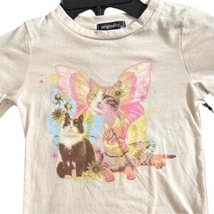 Originality Kids Butterfly Cat Long Sleeve Tee - Cream